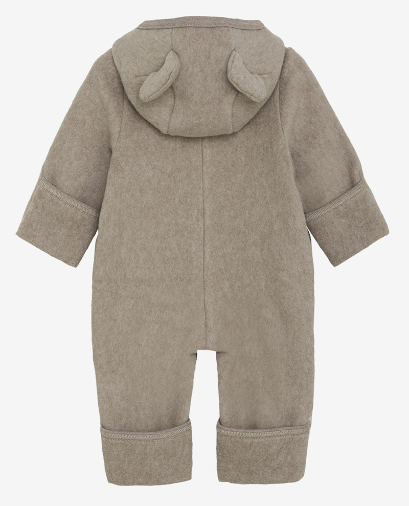 HUTTEliHUT Baumwolle Fleece-Overall in Beige mit Öhrchen HUTTEliHUT Baumwolle Fleece-Overall in Beige mit Öhrchen