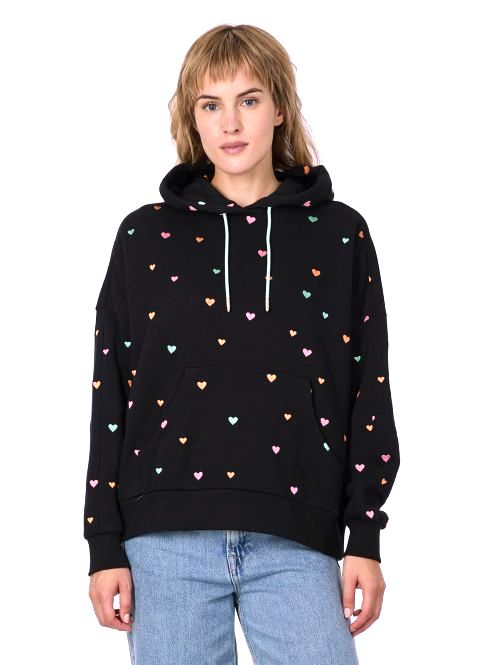 Ragwear Pirita Hearts Hoody Sweatshirt in Navy Blau - Herzen Allover