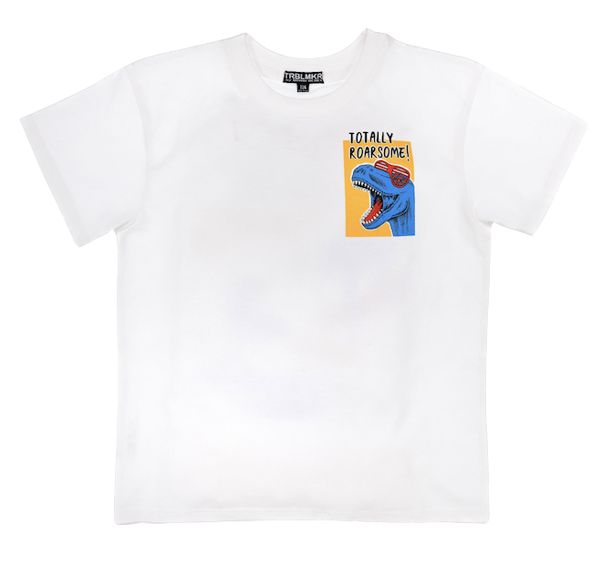 Bildschirm-foto-2024-02-25-um-21-13-06 Bondi Kids T-Shirt Have Fun in Weiß mit Dino vorne und Backprint