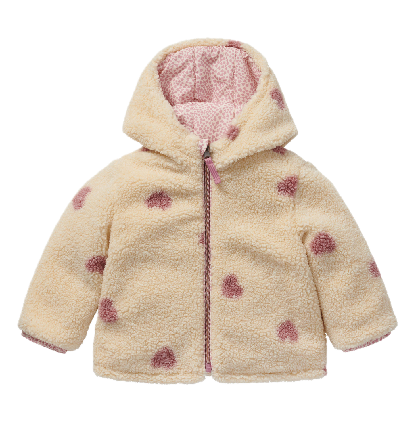 Noppies Baby Girls Wendejacke - Teddy und Herzen Noppies Baby Girls Wendejacke - Teddy und Herzen