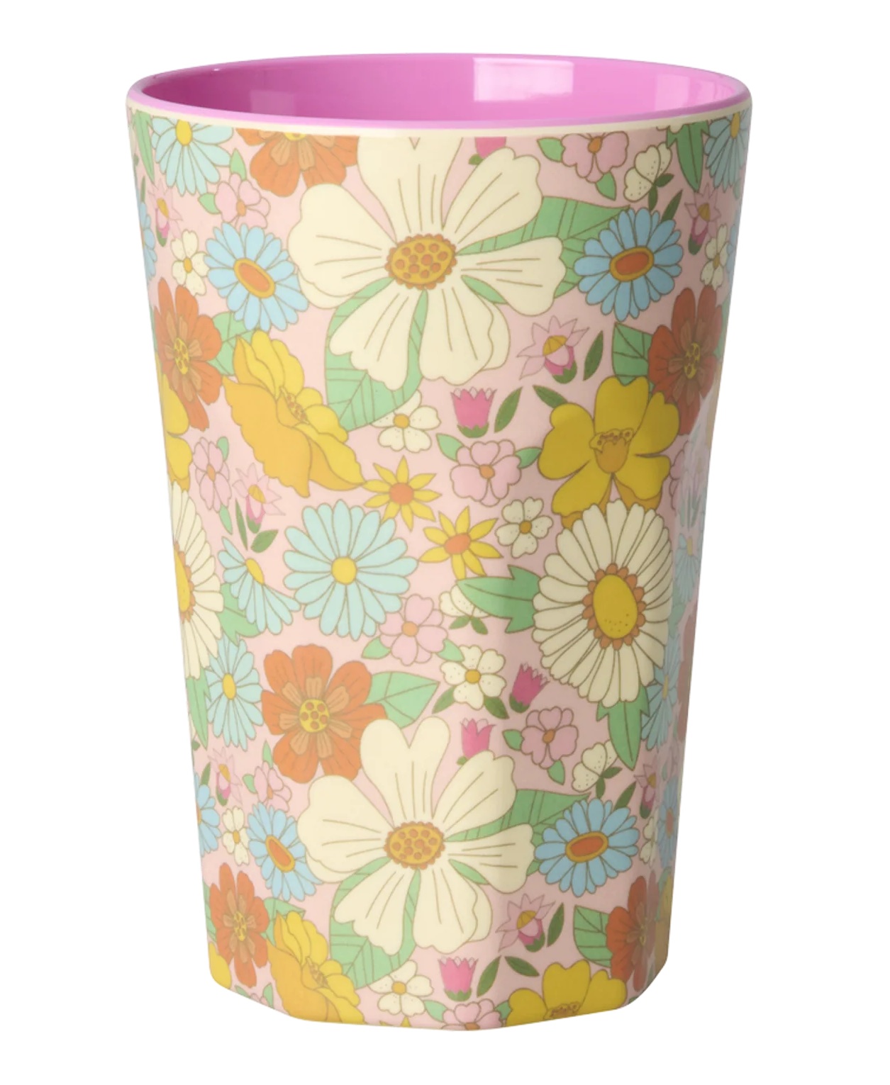 RICE Großer Becher - Dunkles Pink - Flower Power Print RICE Großer Becher - Dunkles Pink - Flower Power Print