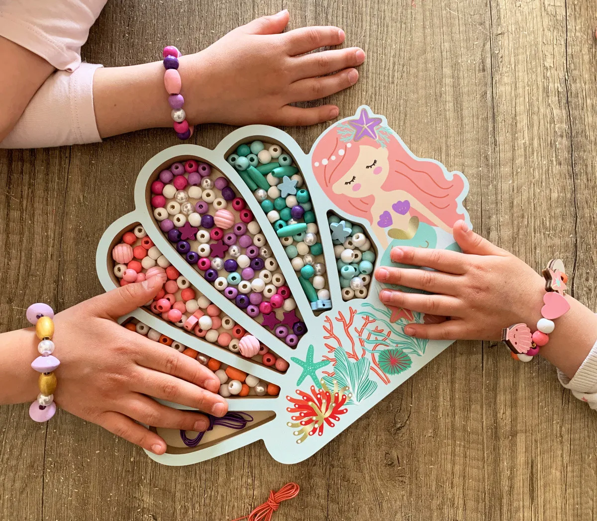 Sycomore Holzperlen Bastelset für Kinder - Holzperlen kreatives Spielzeug - Meerjungfrau Sycomore Holzperlen Bastelset für Kinder - Holzperlen kreatives Spielzeug - Meerjungfrau