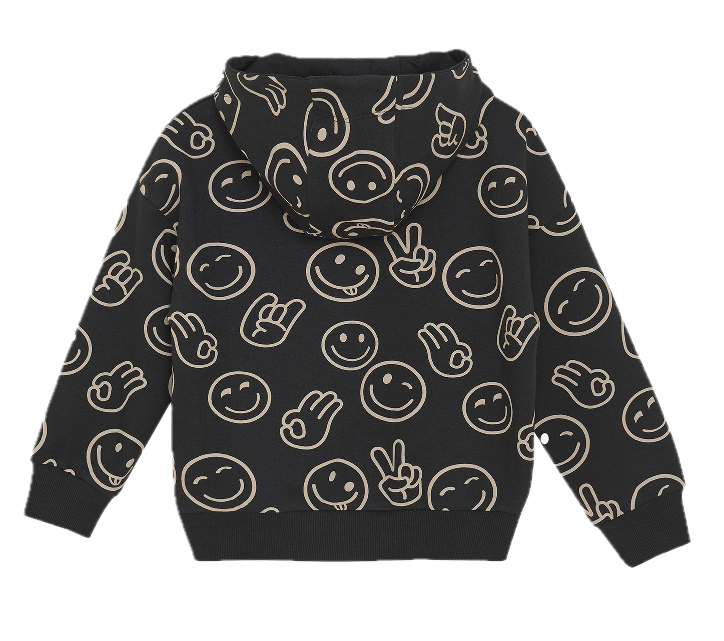 Minymo Hoodie mit allover Smileys - Tap Shoe/Schwarz