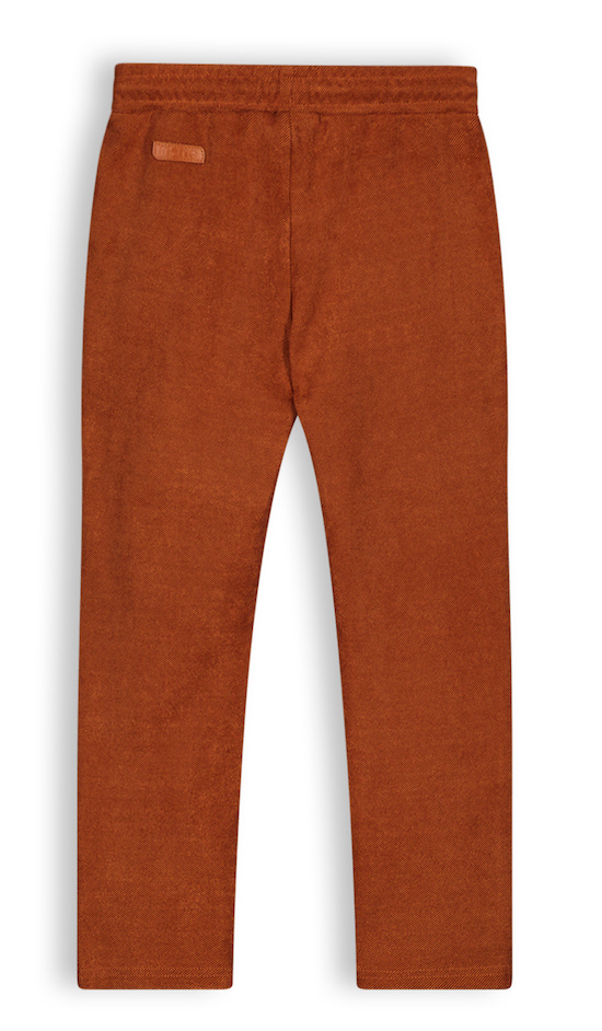 nono-meisjes-broek-twill-jersey-snooze-puppy-bruin-3 NONO Hose in Cognac mit Struktur