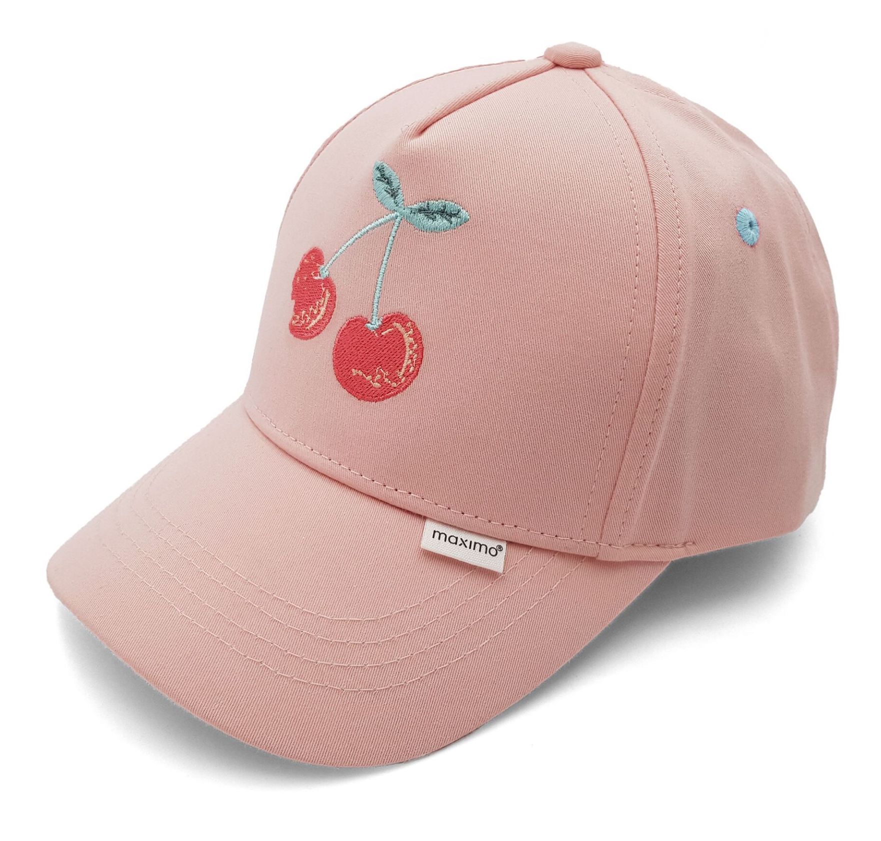 Maximo Cap in Peach Rosa mit Klettverschluß & Stickerei - Kirsche