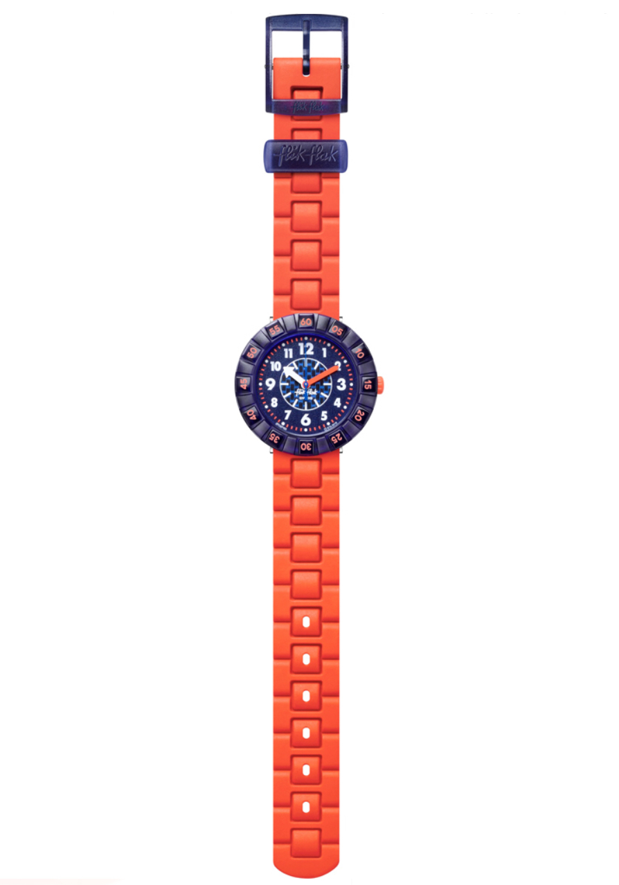 Flik Flak Uhr Kinderuhr - Orangebrick - Orange & Dunkelblau