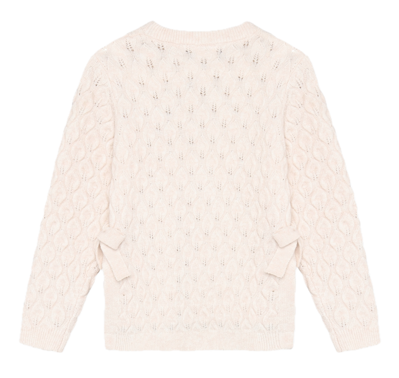 Minymo Strickpulli in Pink Tint mit Pfau Lochmuster 