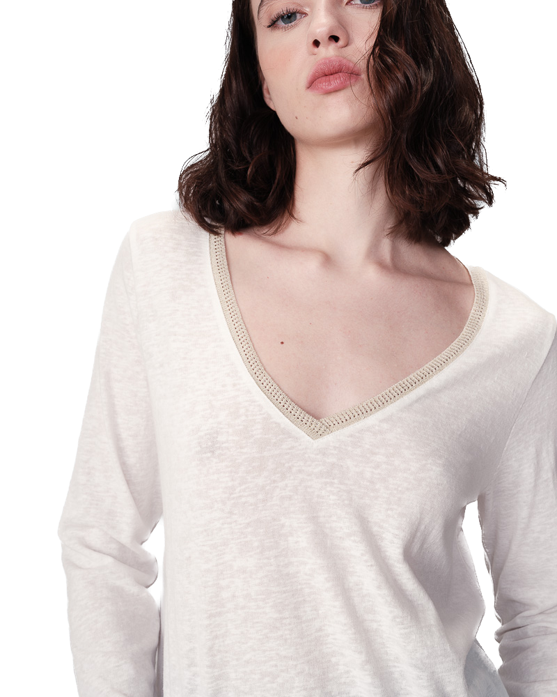 Grace & Mila NISI Feinstrick Shirt in Weiß mit Gold Glitzer - SALE Grace & Mila NISI Feinstrick Shirt in Weiß mit Gold Glitzer - SALE