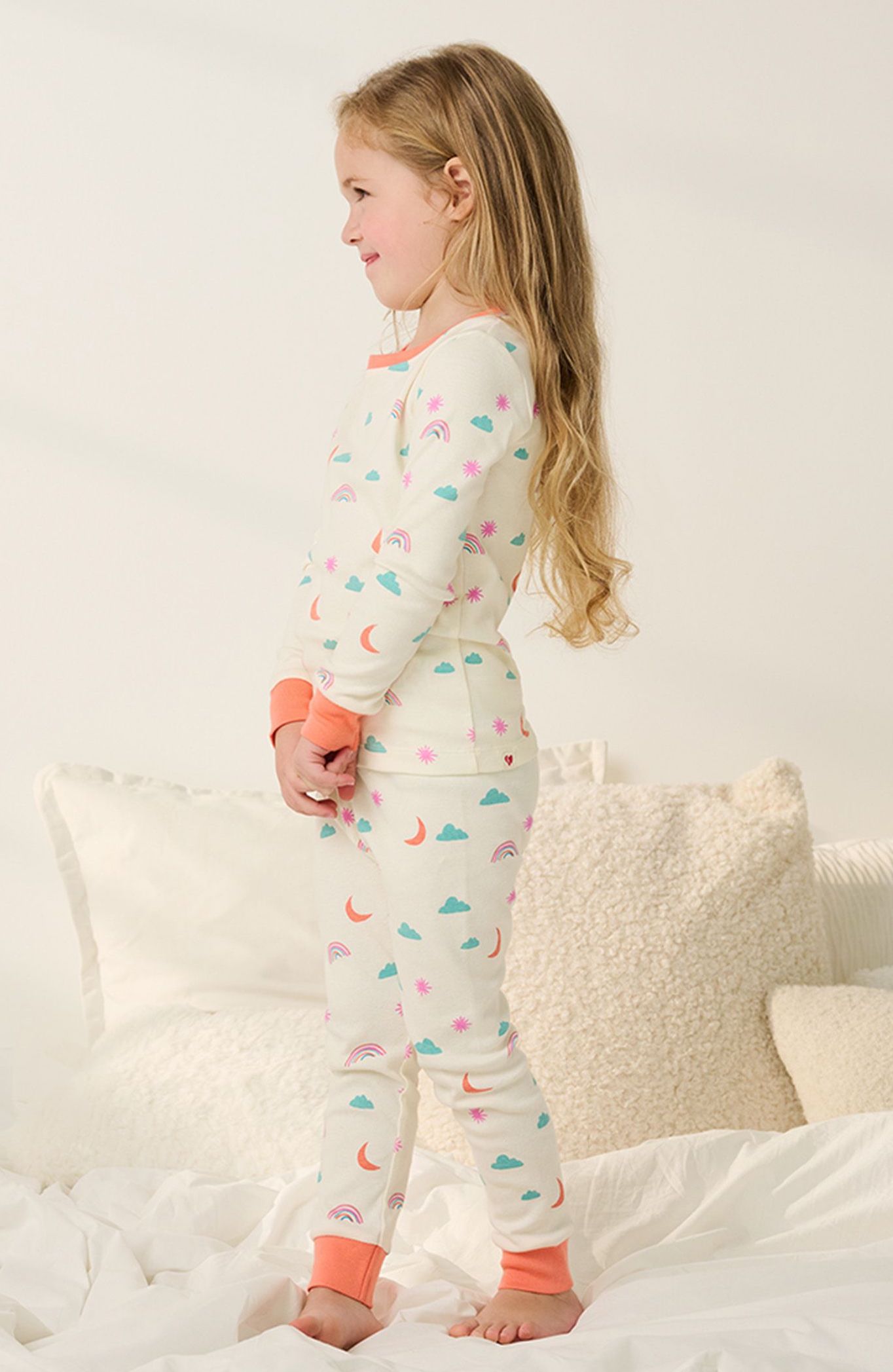 Hatley Langarm Charms Baumwolle Pyjama - Regenbogen, Wolke & Mond Hatley Langarm Charms Baumwolle Pyjama - Regenbogen, Wolke & Mond