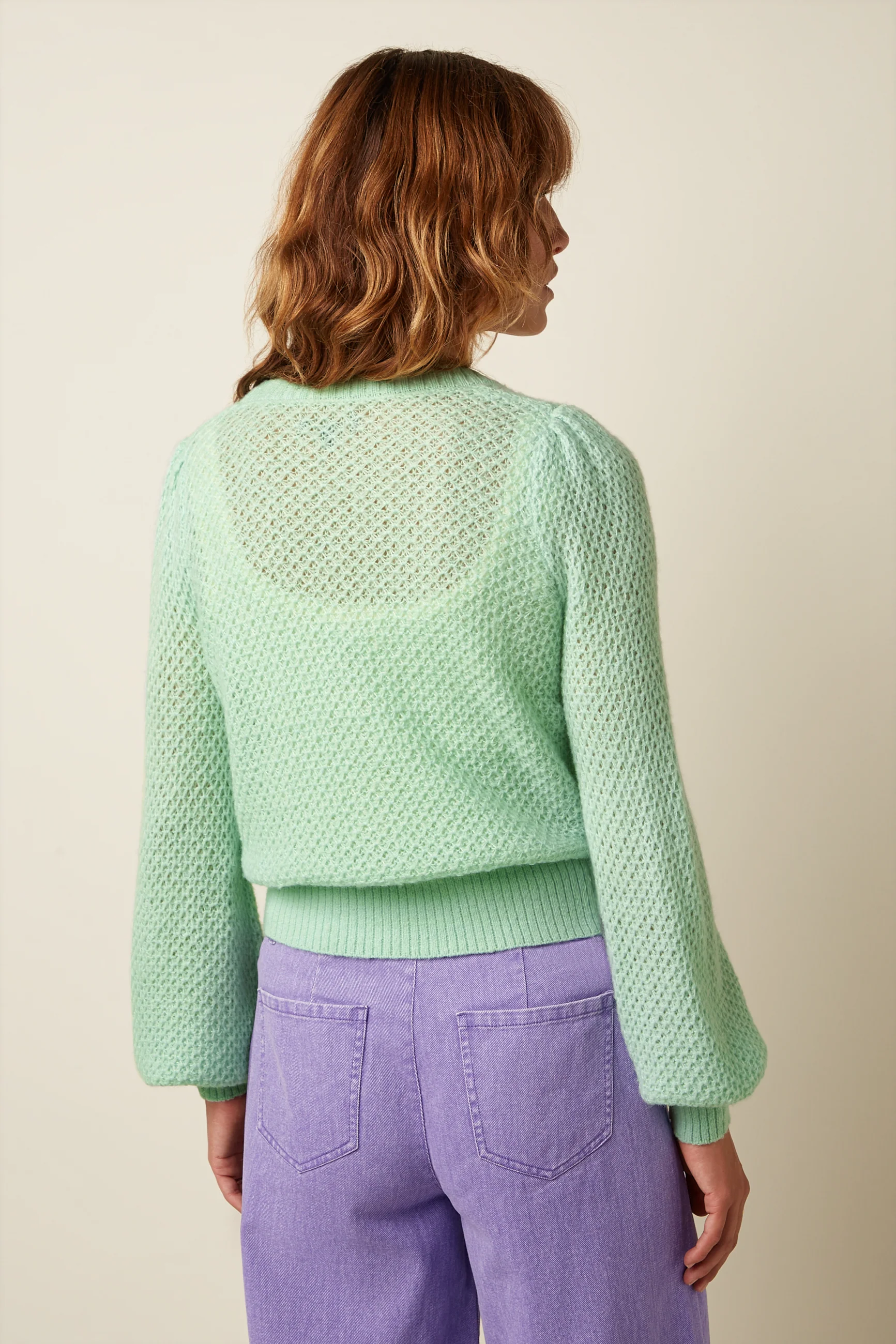 King Louie Cardi V Farfalle Strickjacke in Cameo Mint Grün