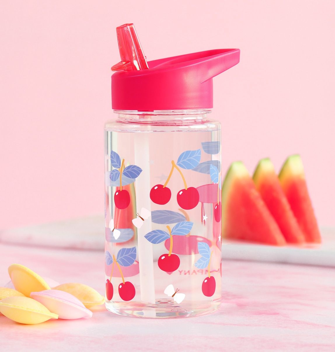 A Lovely Little Company Trinkflasche mit Strohhalm - Kirschen