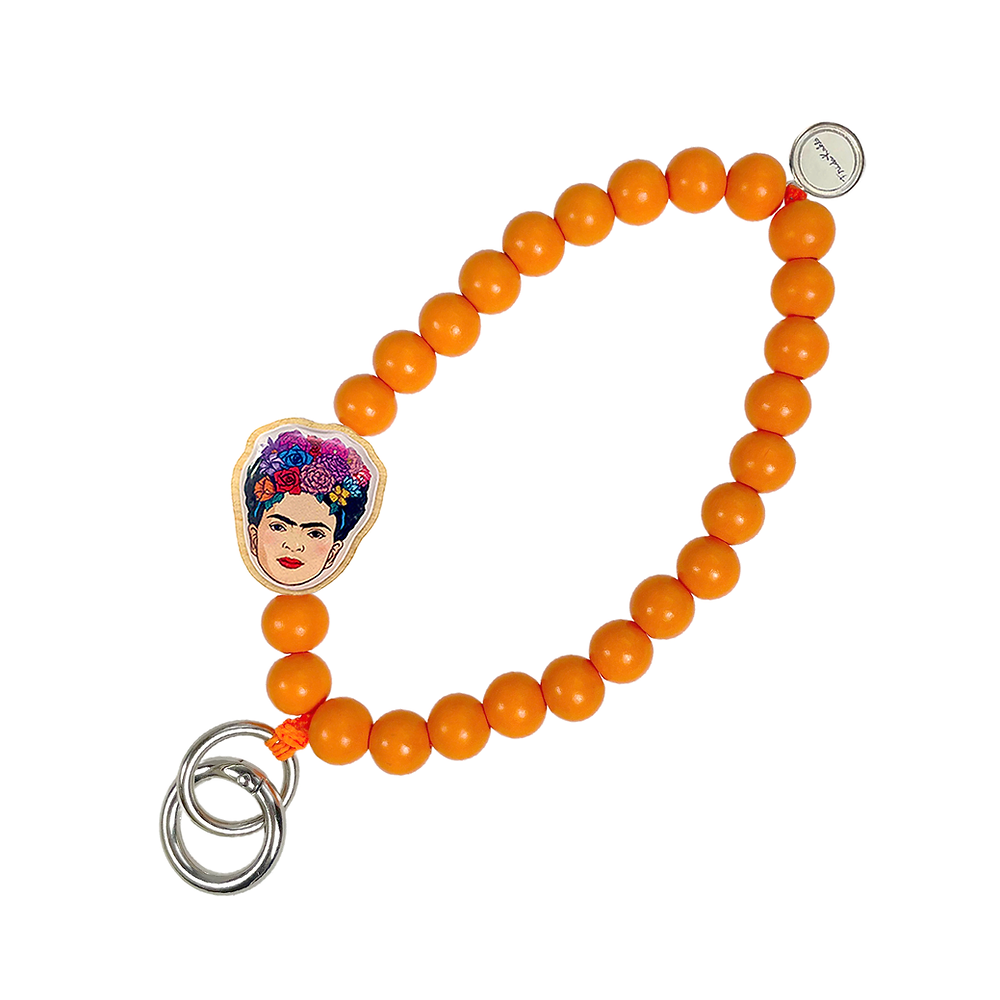 Mo Beads Holzperlen Schlüsselkette Schlüsselanhänger - Frida Kahlo in Orange - SALE